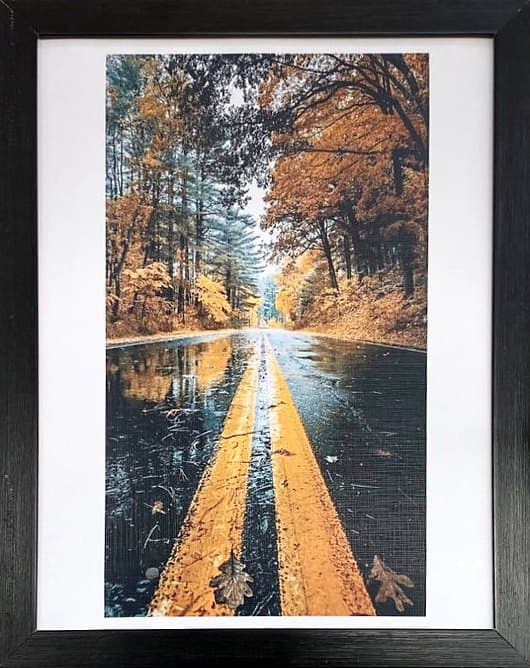 Autumn road, 12×16 in black frame