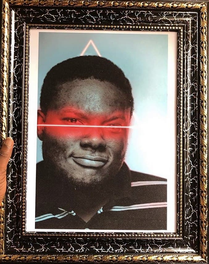 Ornate frame portrait, 12×16 in black frame
