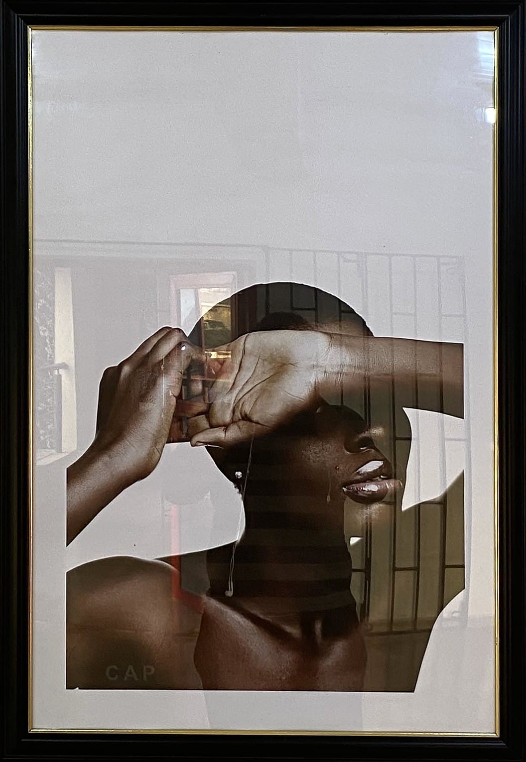 Window wall portrait, 24×36 in black frame