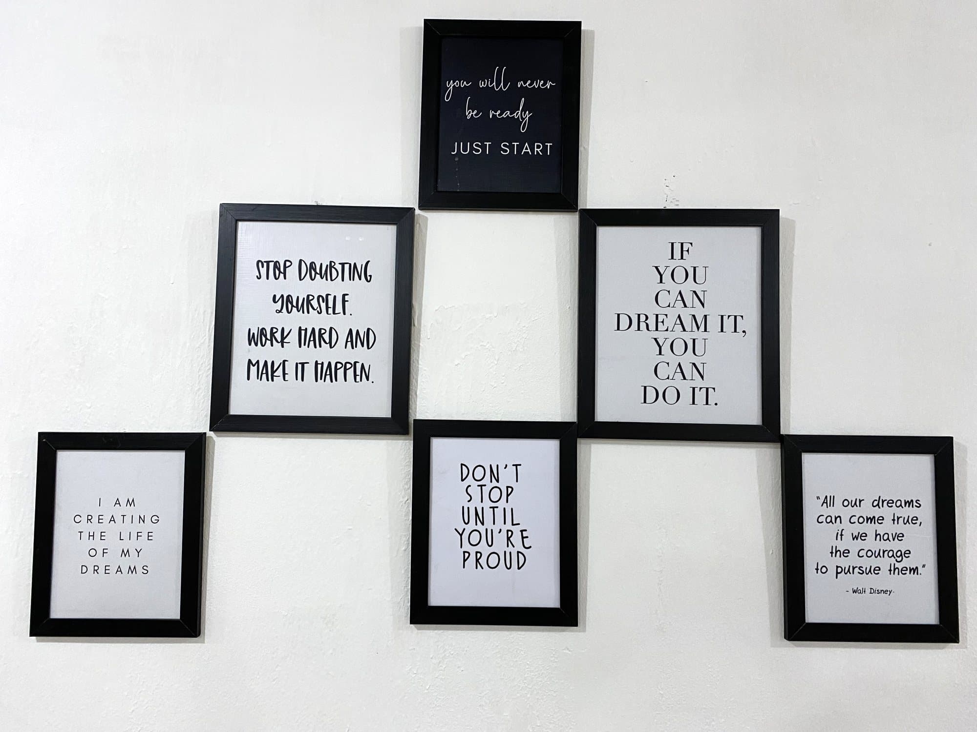 Gallery wall of 8×10s, 8×10 in black frame