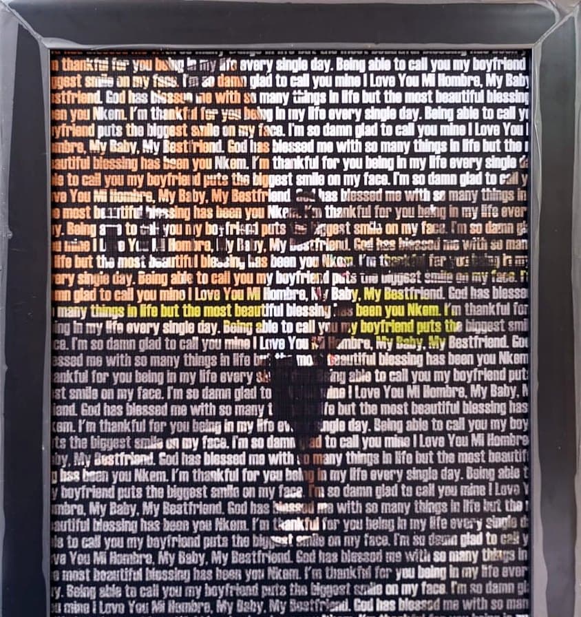 Love letter silhouette, 10×12 in silver frame