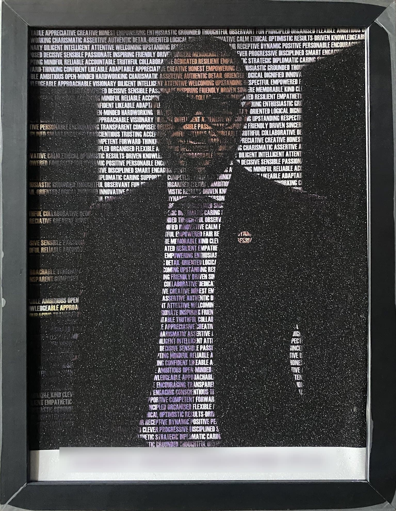 Name plate portrait, 12×16 in black frame