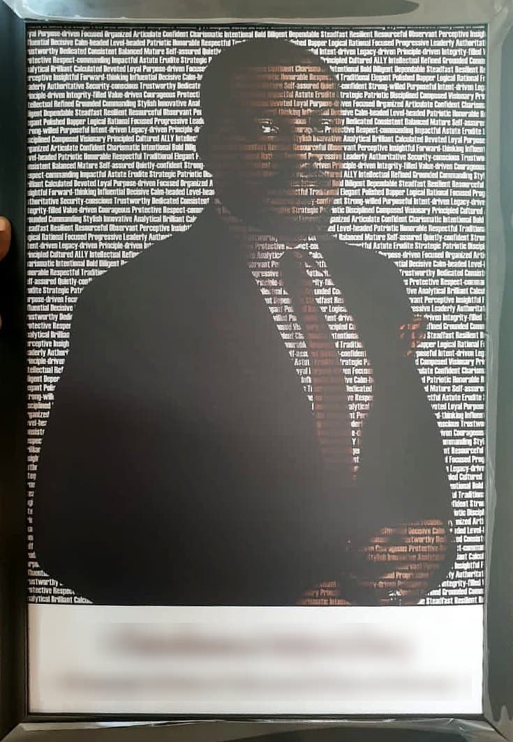 Managing partner tribute, 16×24 in black frame