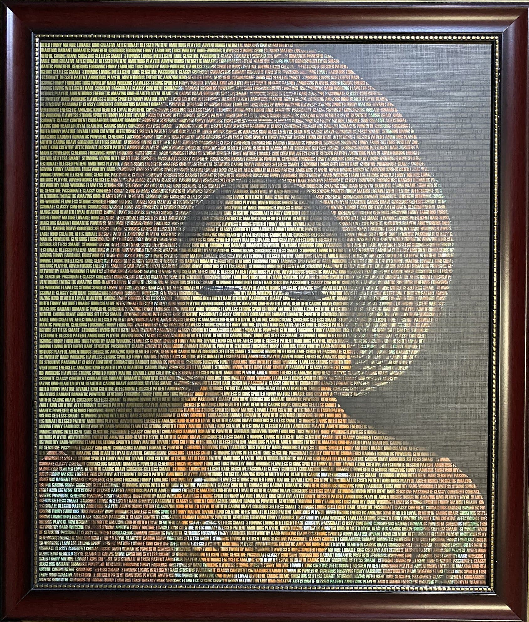 Gele word portrait, 20×24 in natural wood frame