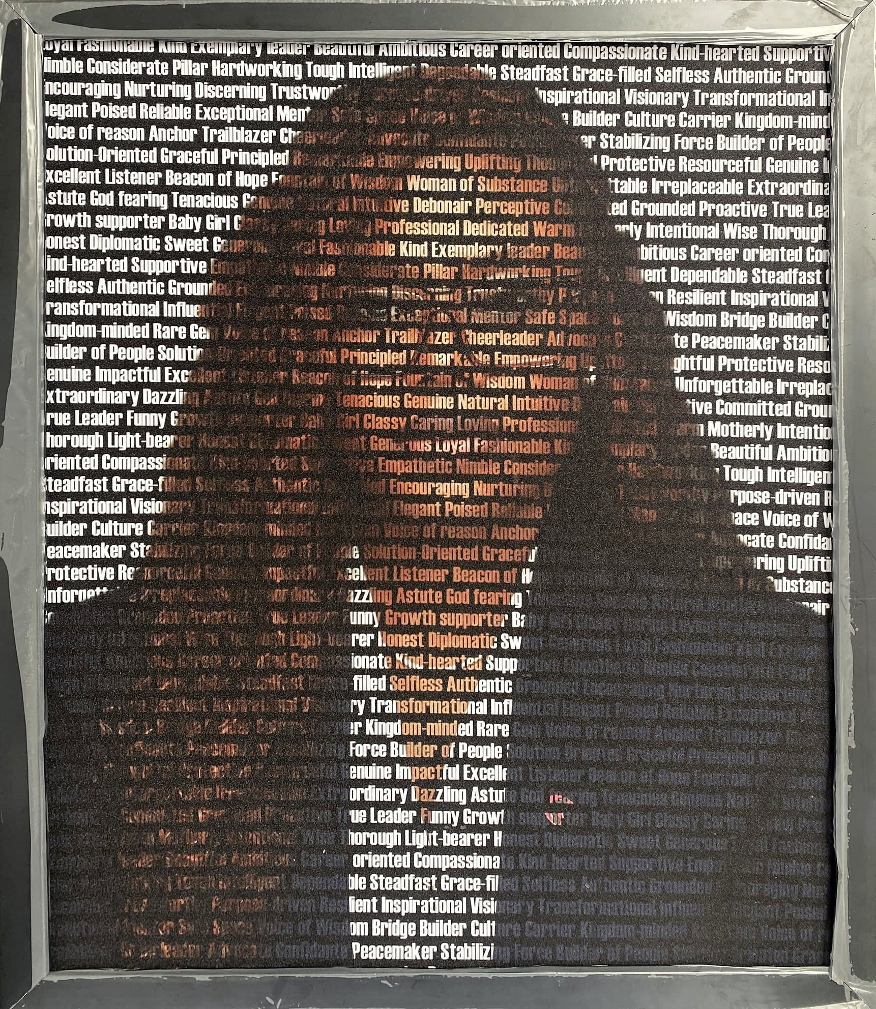 Words of honour, 20×24 in silver frame