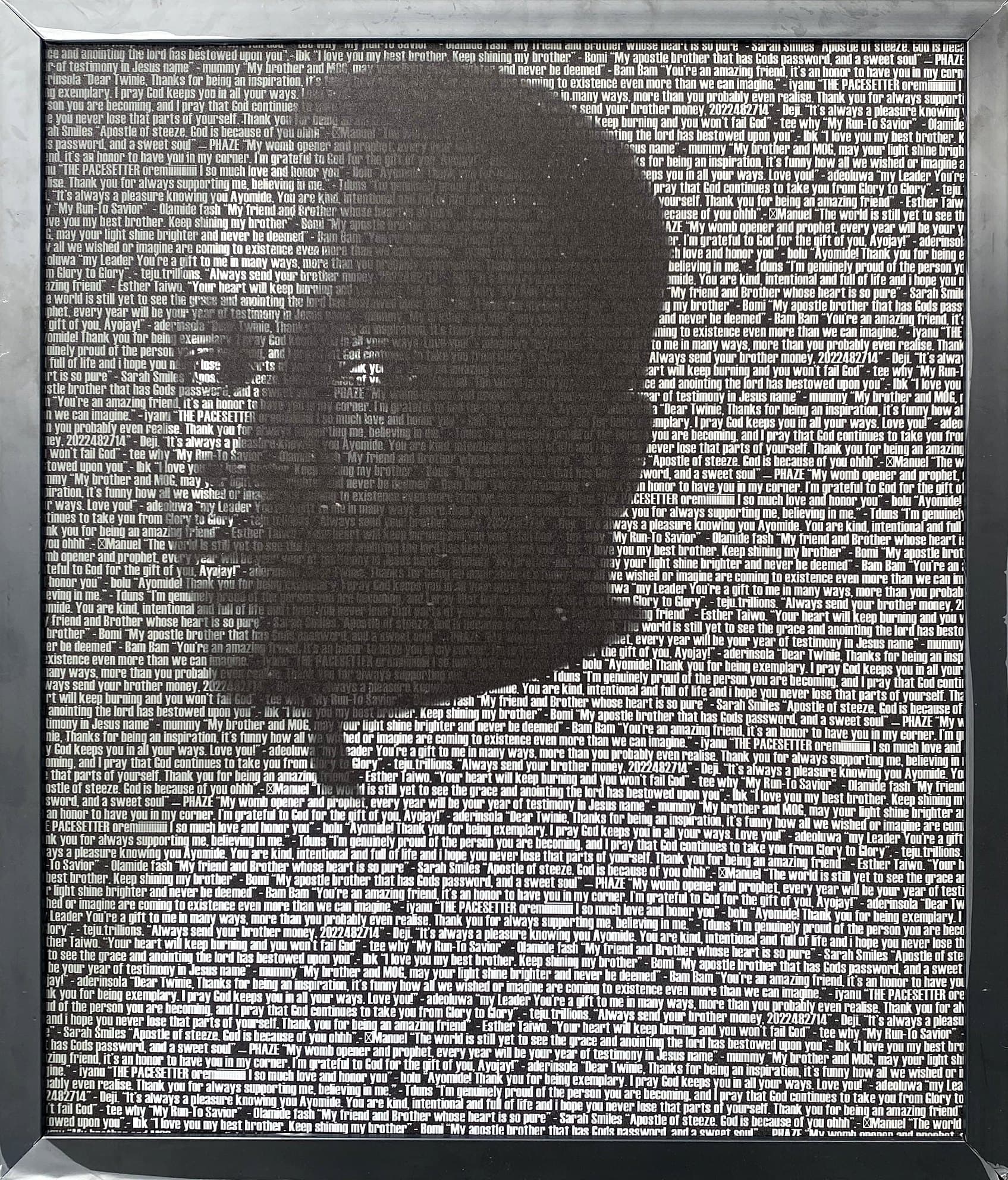 Friends' messages, 20×24 in black frame