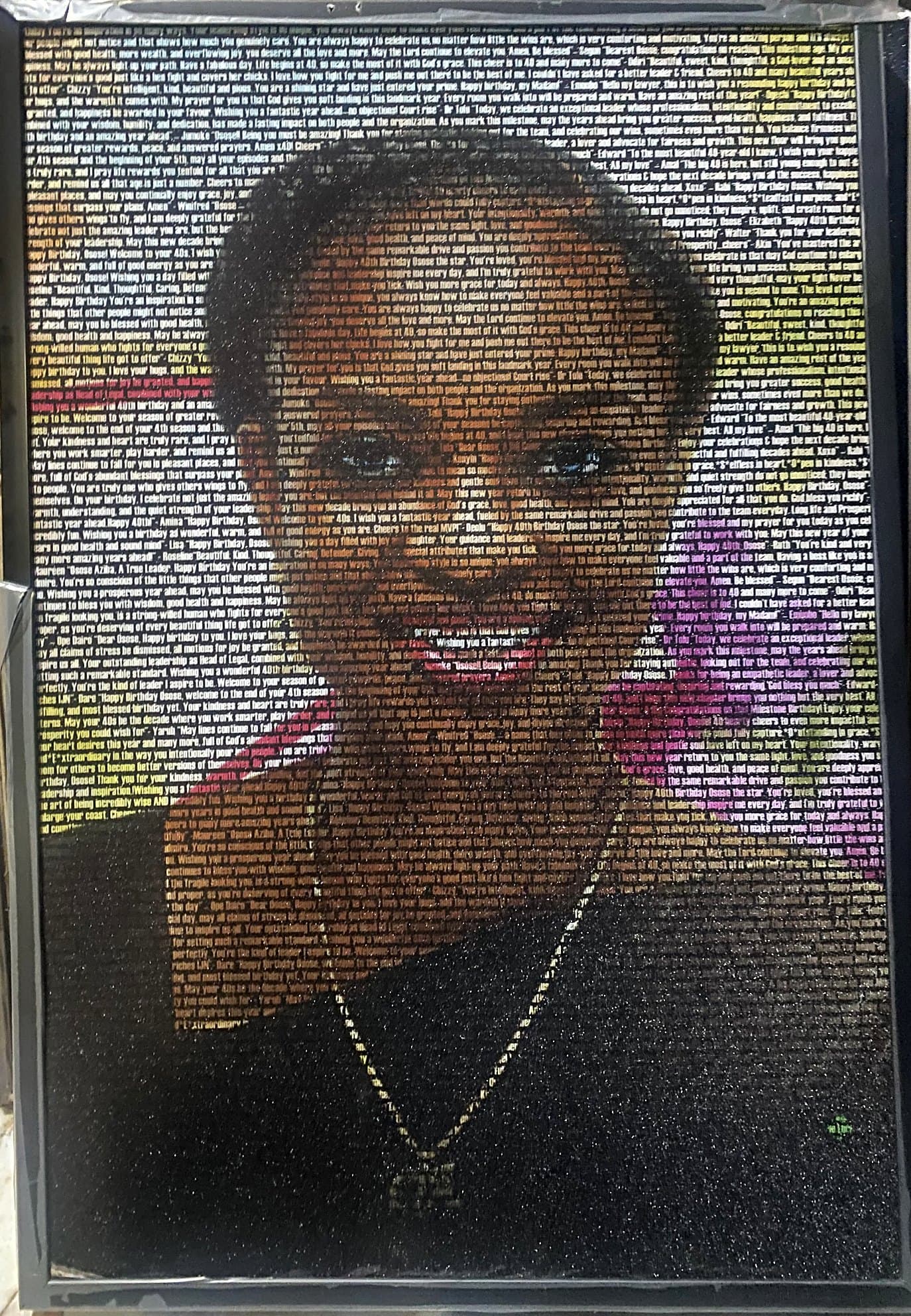 40th birthday messages, 24×36 in silver frame