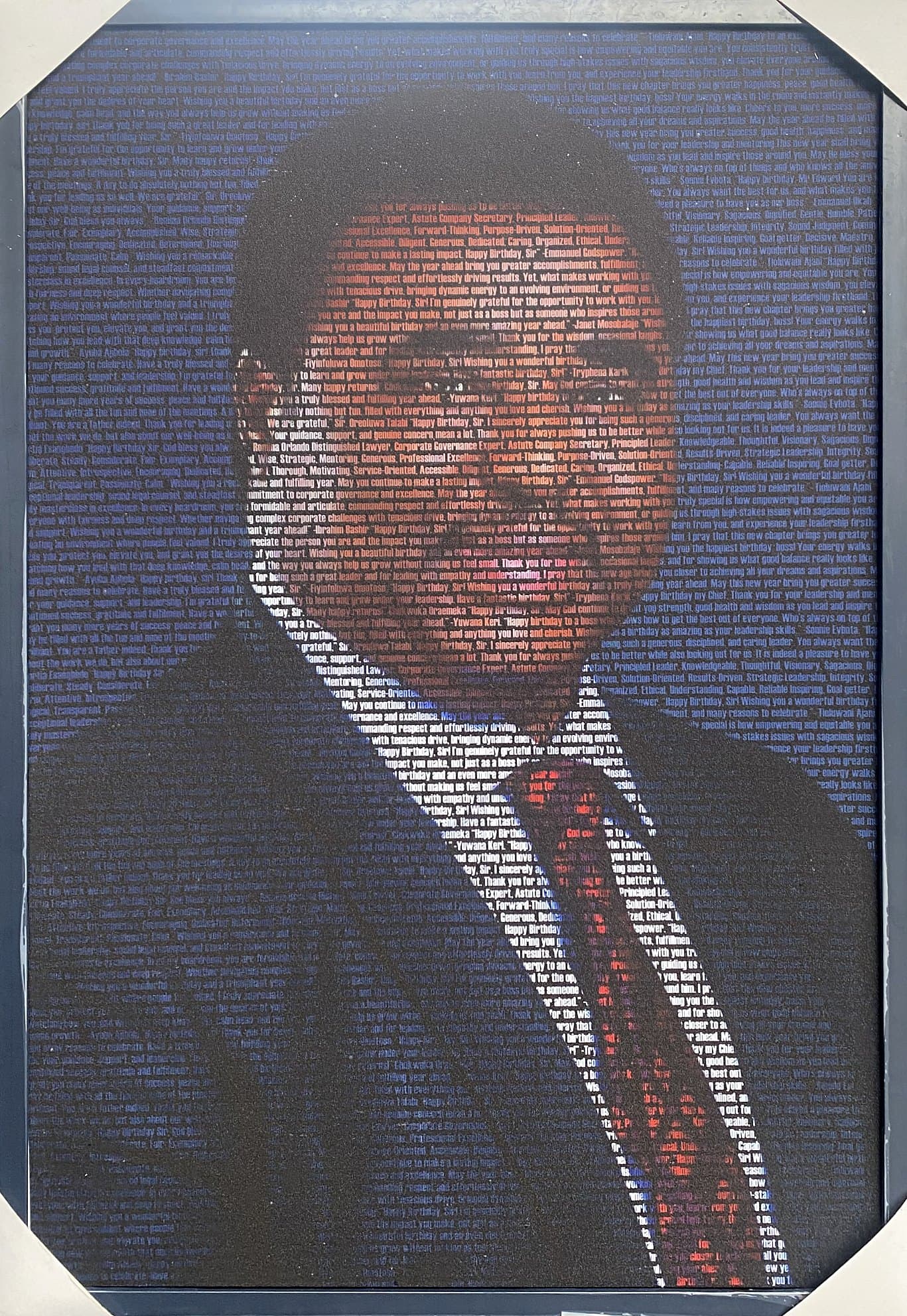 Boardroom birthday, 24×36 in black frame